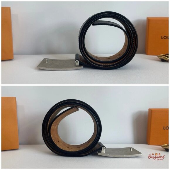 Authentic Louis Vuitton Black Leather Infini Ceinture Jeans Belt Size 100/40 - Picture 9 of 13